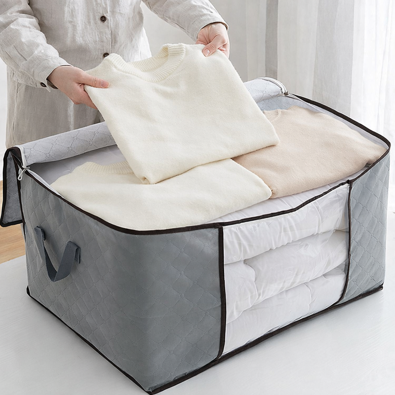 Kit 2 ou 4 Caixas Organizadoras com Visor Transparente e Zíper Reforçado