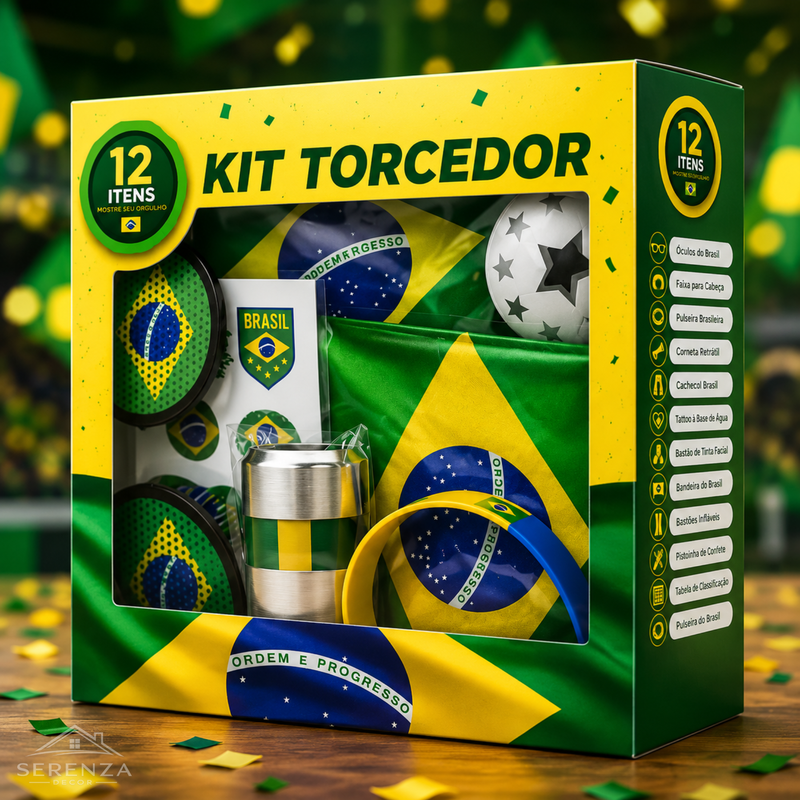 Mega Kit Torcedor Brasil™ – 12 Itens para os Jogos 🇧🇷