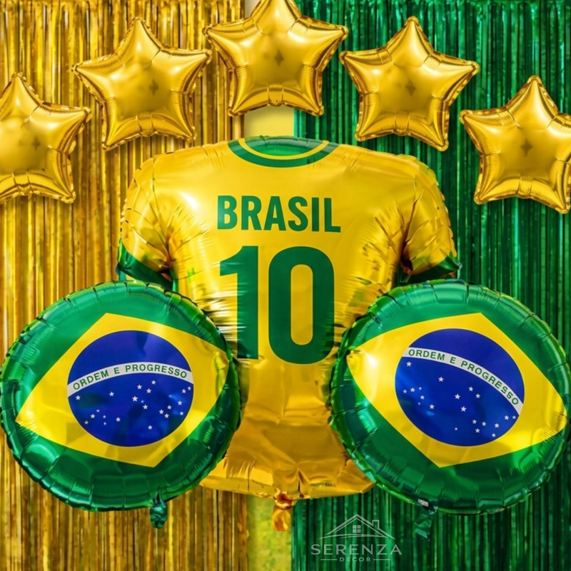 Kit Decoração Brasil — Balões Metalizados 10 Peças