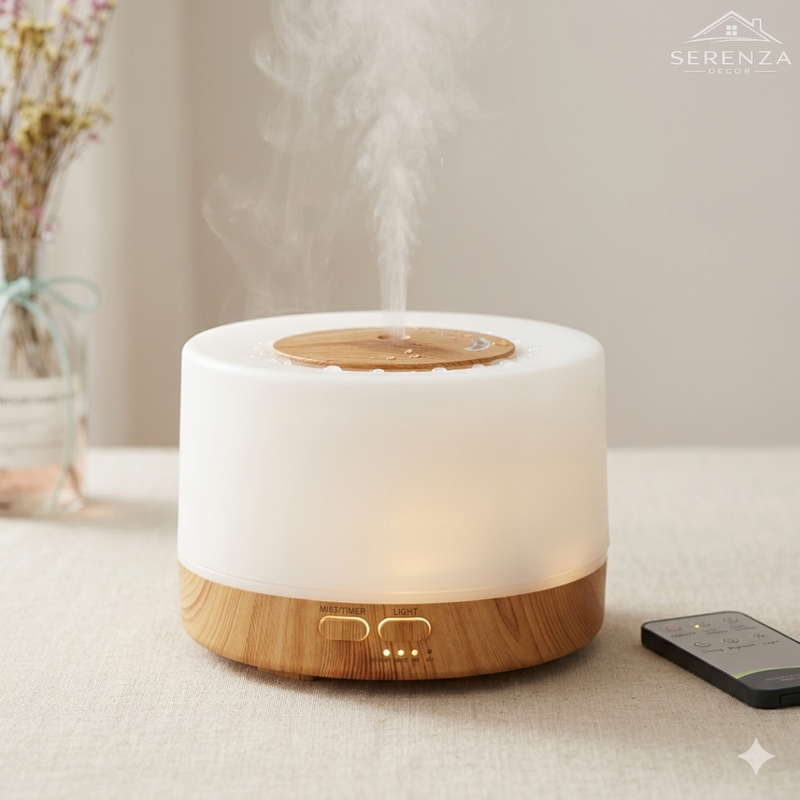 Difusor de Aroma Ultrassônico 500ml com LED 7 Cores e Controle Remoto