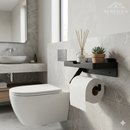 Suporte para Papel Higiênico com Prateleira Multiuso para Banheiro – Instalação Sem Furos