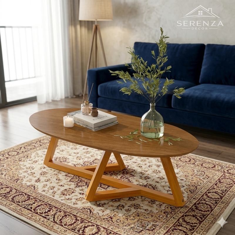 Mesa de Centro Moderna com Estrutura em MDF, MDP e Pinus – 90 cm
