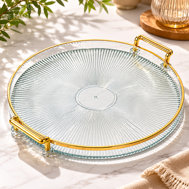 Bandeja Decorativa Elegance com Detalhes Dourados