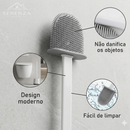 Escova Sanitária 2 em 1 com Suporte: Limpeza Rápida e Sem Sujeira