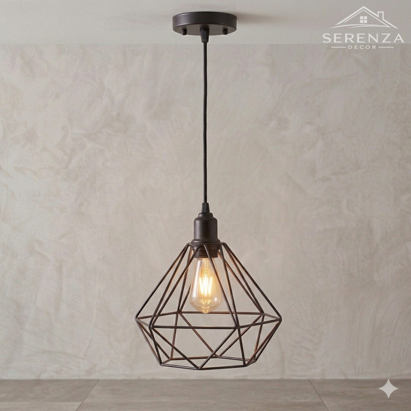 Pendente de Teto Preto com Soquete E-27 – Cabo Regulável