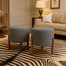 Kit 2 Puffs ou unitário Apollo de Luxo Linho Decorativo Sala Escritório Suporta 150Kg - Escolha a Cor