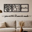 Kit 3 Quadros Decorativos com Frase em MDF