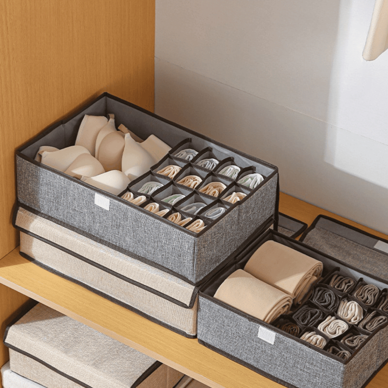 Caixa Organizadora De Gaveta Com Divisórias com Tampa Para Peças Intimas/ Meias/ Calcinha Anti-Poeiras Multiuso OG-16-ND